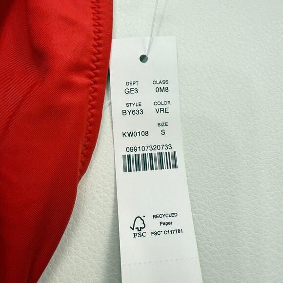 J Crew DD Halter Tie Back Triangle‎ Bikini Top Size Small Red NWT - Picture 5 of 6